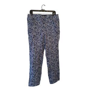 Vintage Charter Club Classic Straight Floral Pants Blue Size 12 Straight Leg